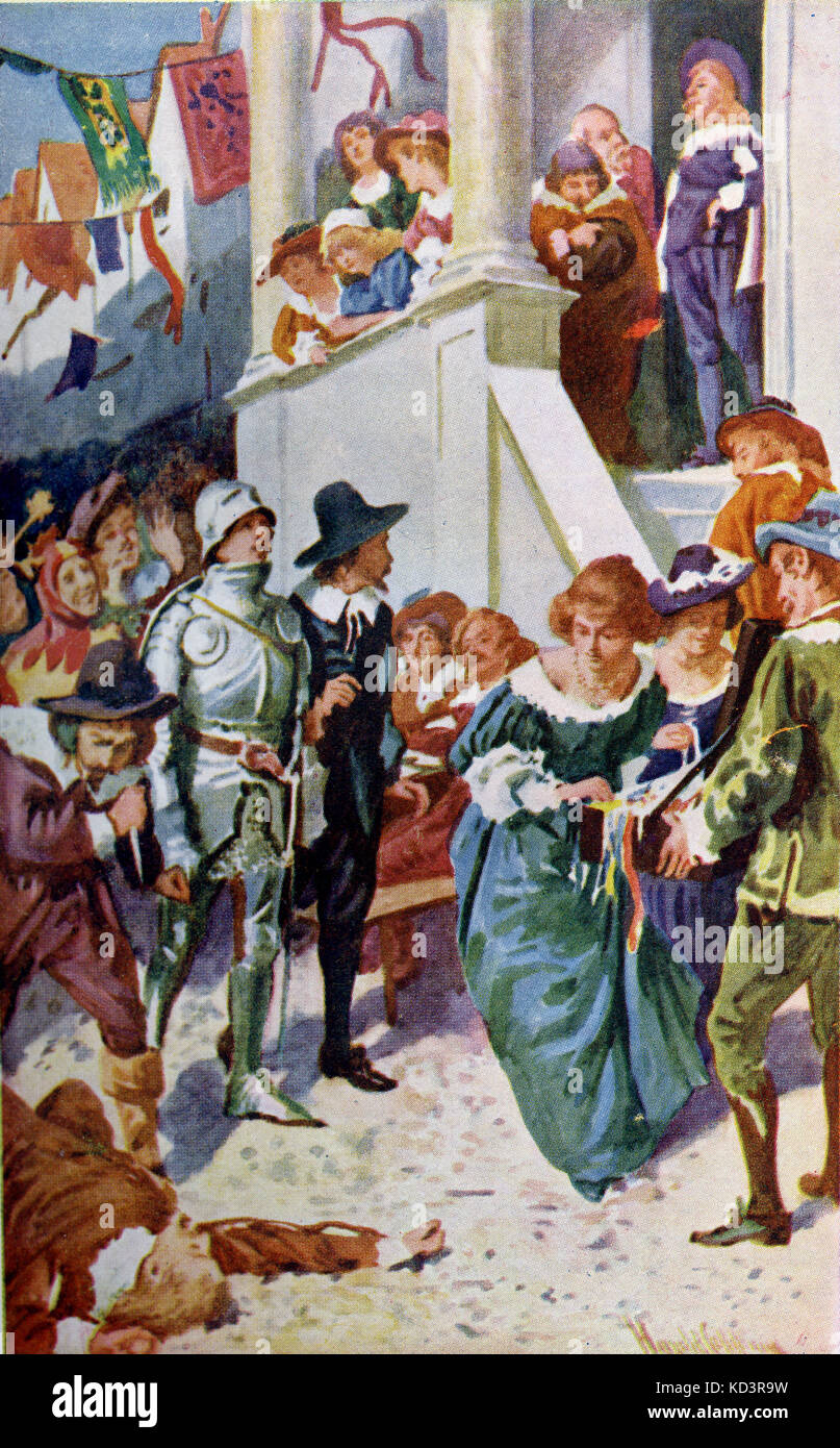 ' The Pilgrim's Progress from this world to that which is to come delivered under the similitude of a dream ' by John Bunyan. Illustration by Harold Copping. Caption reads: 'Vanity Fair: As they entered into the fair, all the people in the fair were moved, and the town itself, as it were, in a hubbub about them'. Stock Photo