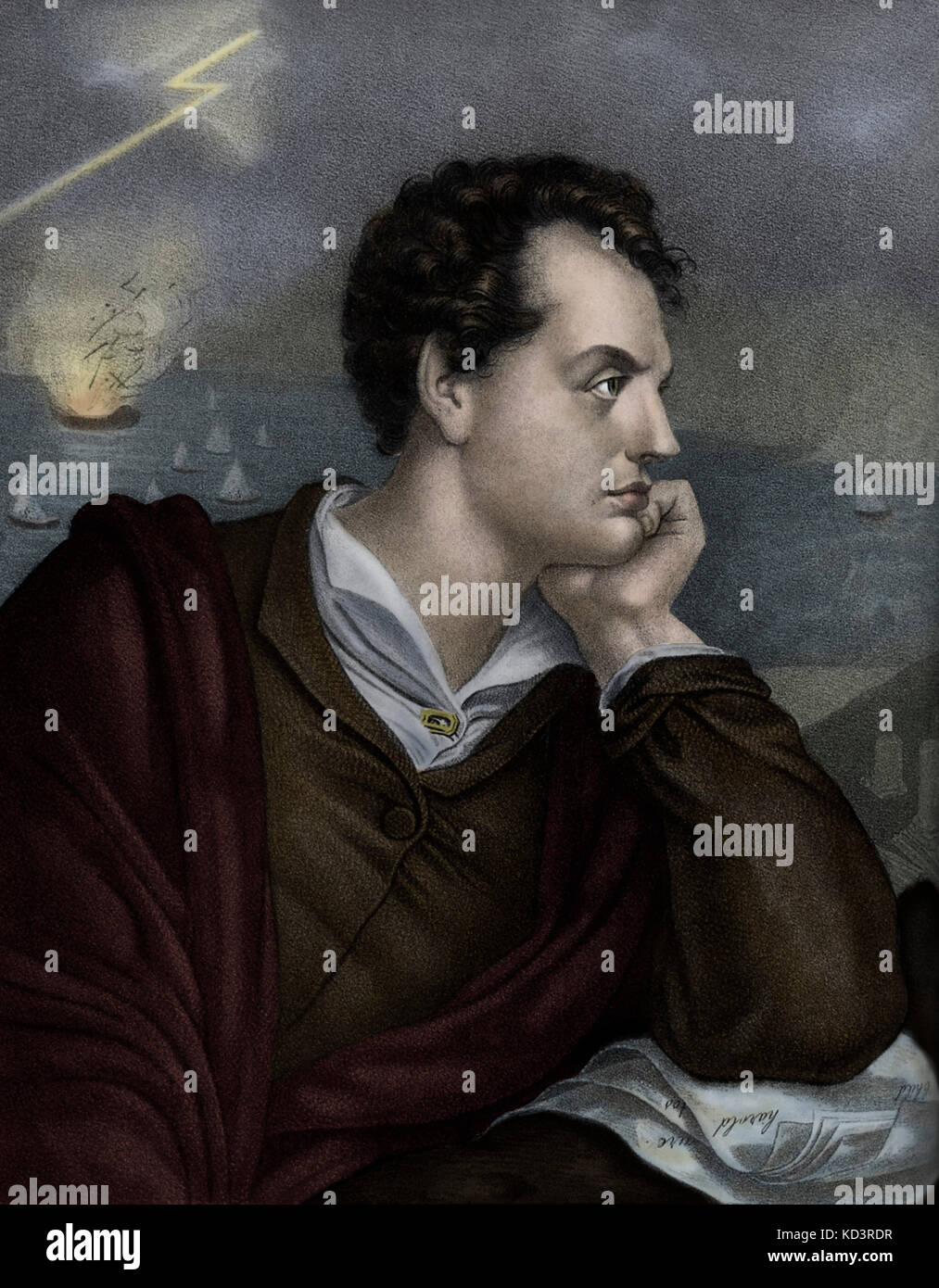 George Gordon Byron, 6th Baron Byron. Portrait of the British poet known as Lord Byron. 22 January 1788 – 19 April 1824 Stock Photo