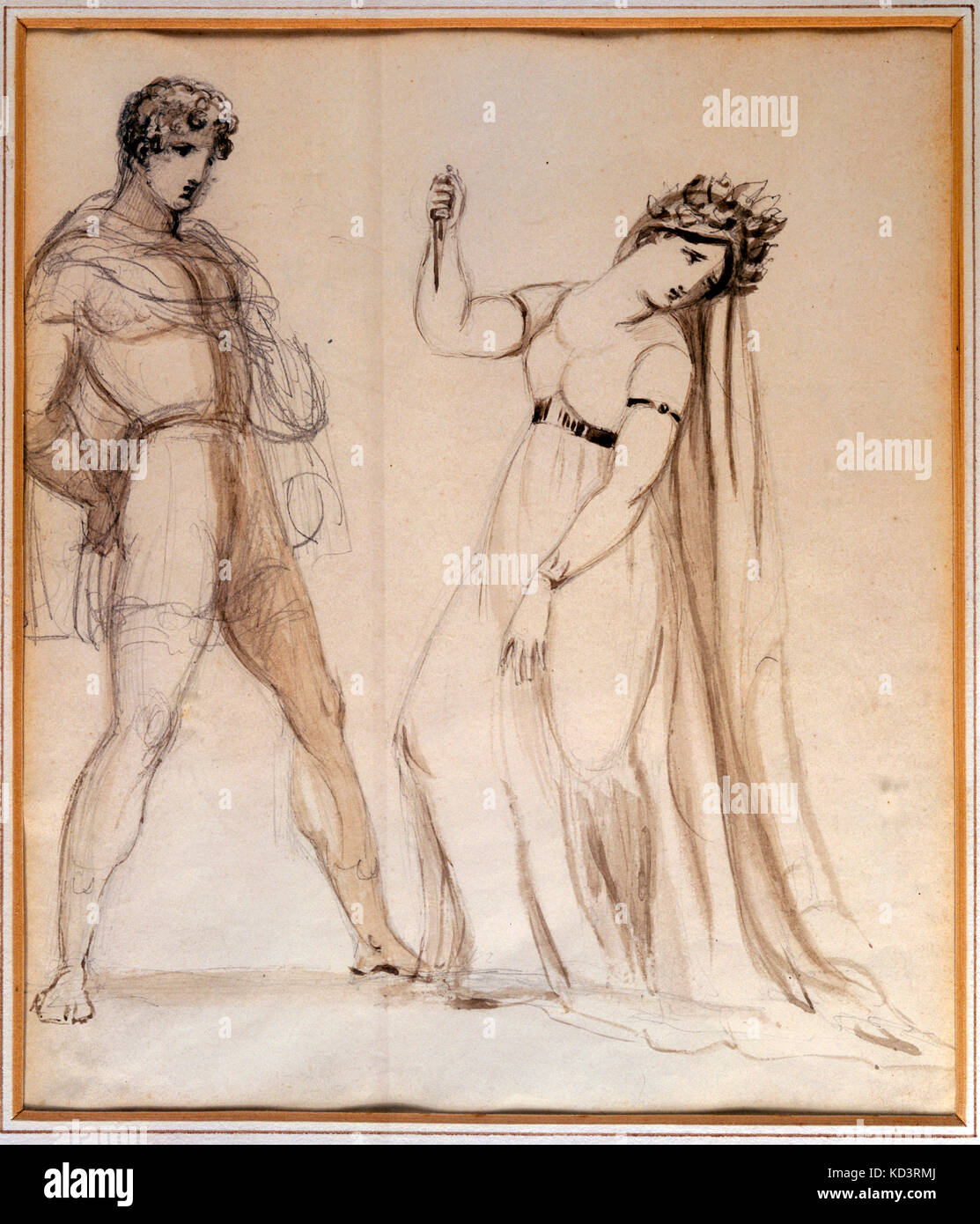 Simone Mayr 's Medea in Corinto - contemporary illustration of Giuditta Pasta (Italian soprano, 1797-1865) as Medea in première (Naples, 1813). German - Italian composer, 1763-1845. Stock Photo