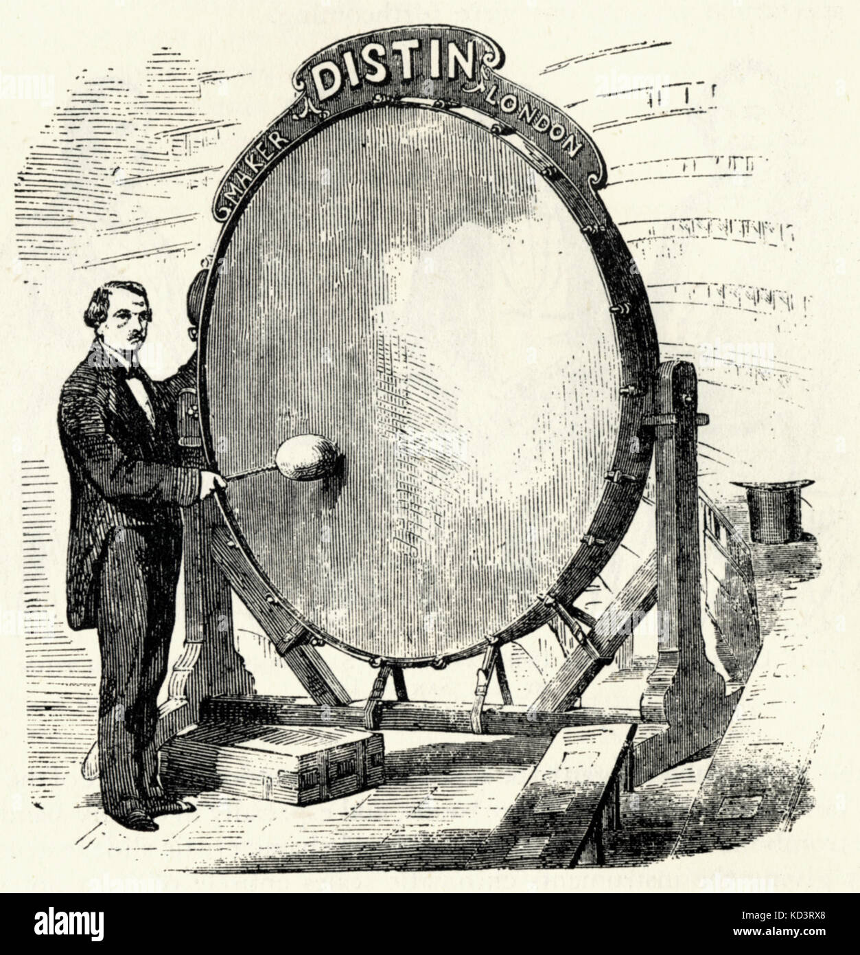 INST - Percussion - bass drum Monster Bass Gong Drum made by Henry Distin. Stock Photo
