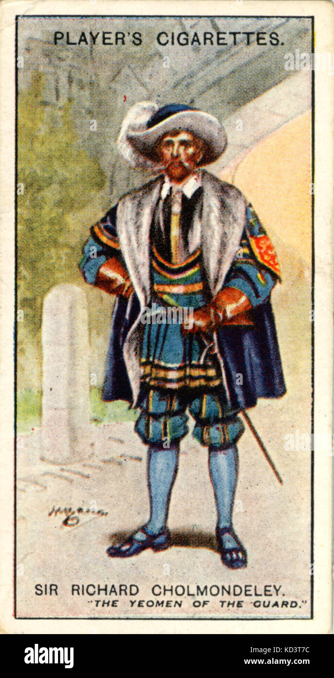 GILBERT and SULLIVAN - THE YEOMEN OF THE GUARD Sir Richard Cholmondeley.   Produced in 1888.  Players Cigarette Cards. Stock Photo
