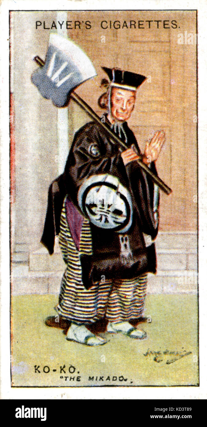 mikado cigarettes GILBERT + SULLIVAN - THE MIKADO Ko-Ko. Produced in 1885. Players Cigarette  Cards Stock Photo