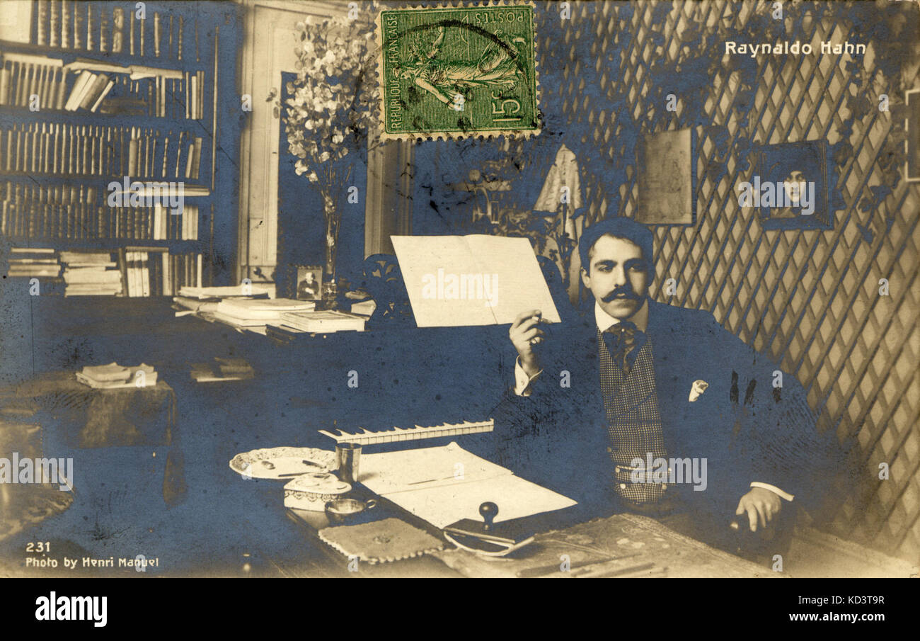 Reynaldo Hahn composing at his piano by his desk. Venezuelan-born French  composer, 1874-1947 Stock Photo - Alamy