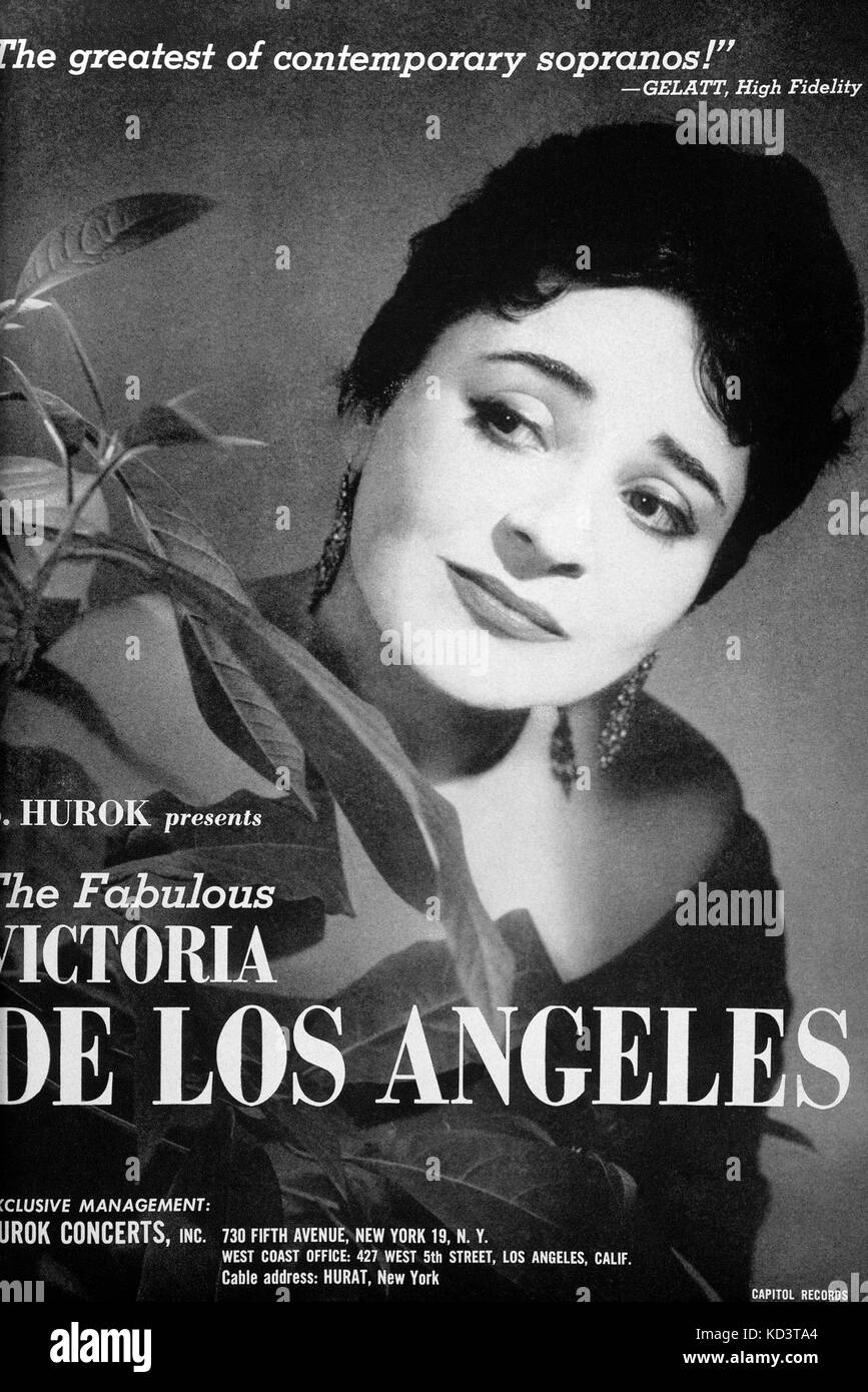 Victoria de Los Angeles - portrait on advertisement for Sol Hurok management. Musical America  1963. Spanish soprano, 1923. Stock Photo