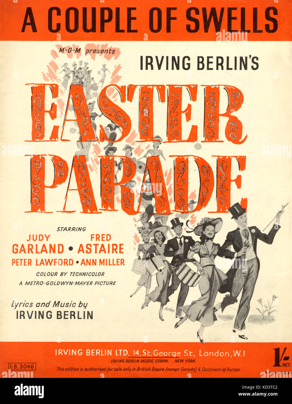 BERLIN, Irving - 'Easter Parade - title page to 'A Couple of Swells' in the musical 'Easter Parade'. London: Irving Berlin Ltd, 1947. Fred Astaire and Judy Garland caricatures also pictured.  American composer, 1888-1989. Stock Photo