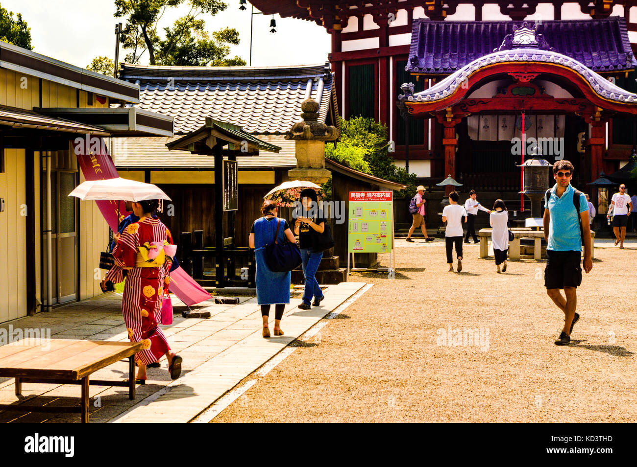 Northern Octagonal Hall in Nara, Kyoto, Japan Stock Photo