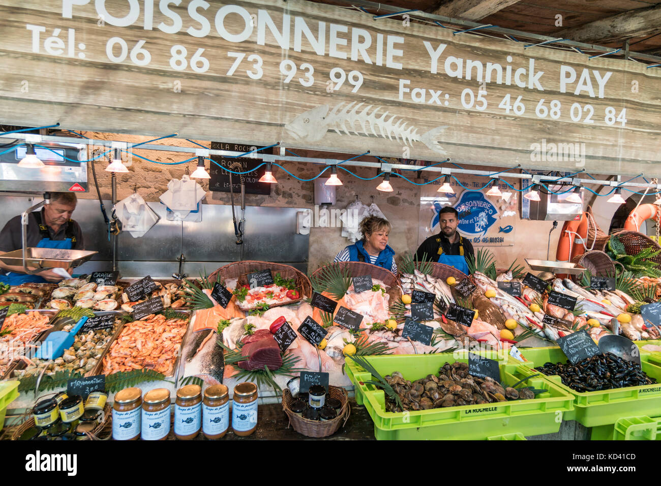 fish market, fruits de Mer, Ile de Re, Nouvelle-Aquitaine, french westcoast, france, Stock Photo