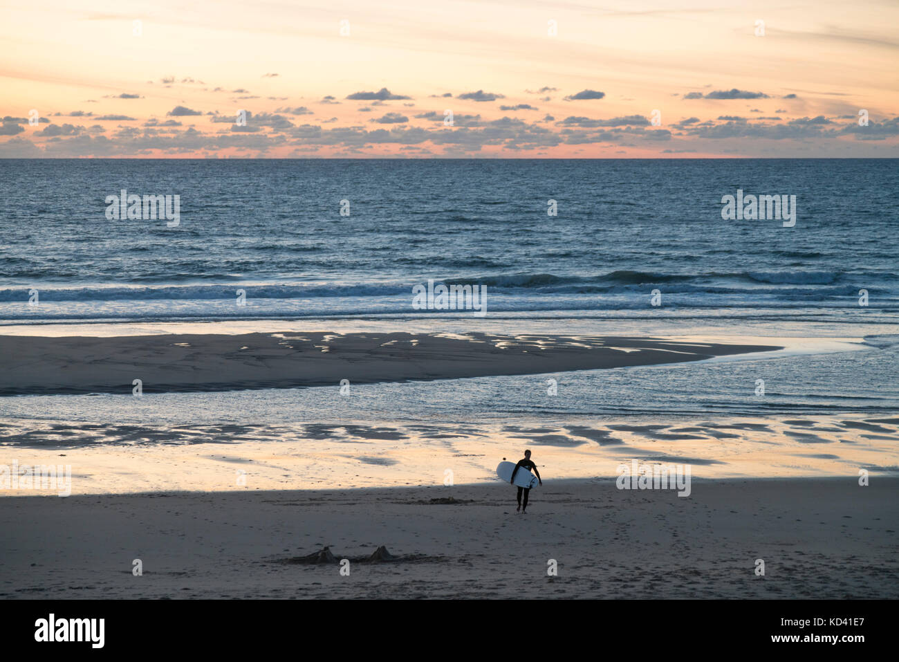 Lacanau Ocean, sunset, surfer, Nouvelle-Aquitaine, french westcoast, france, Stock Photo