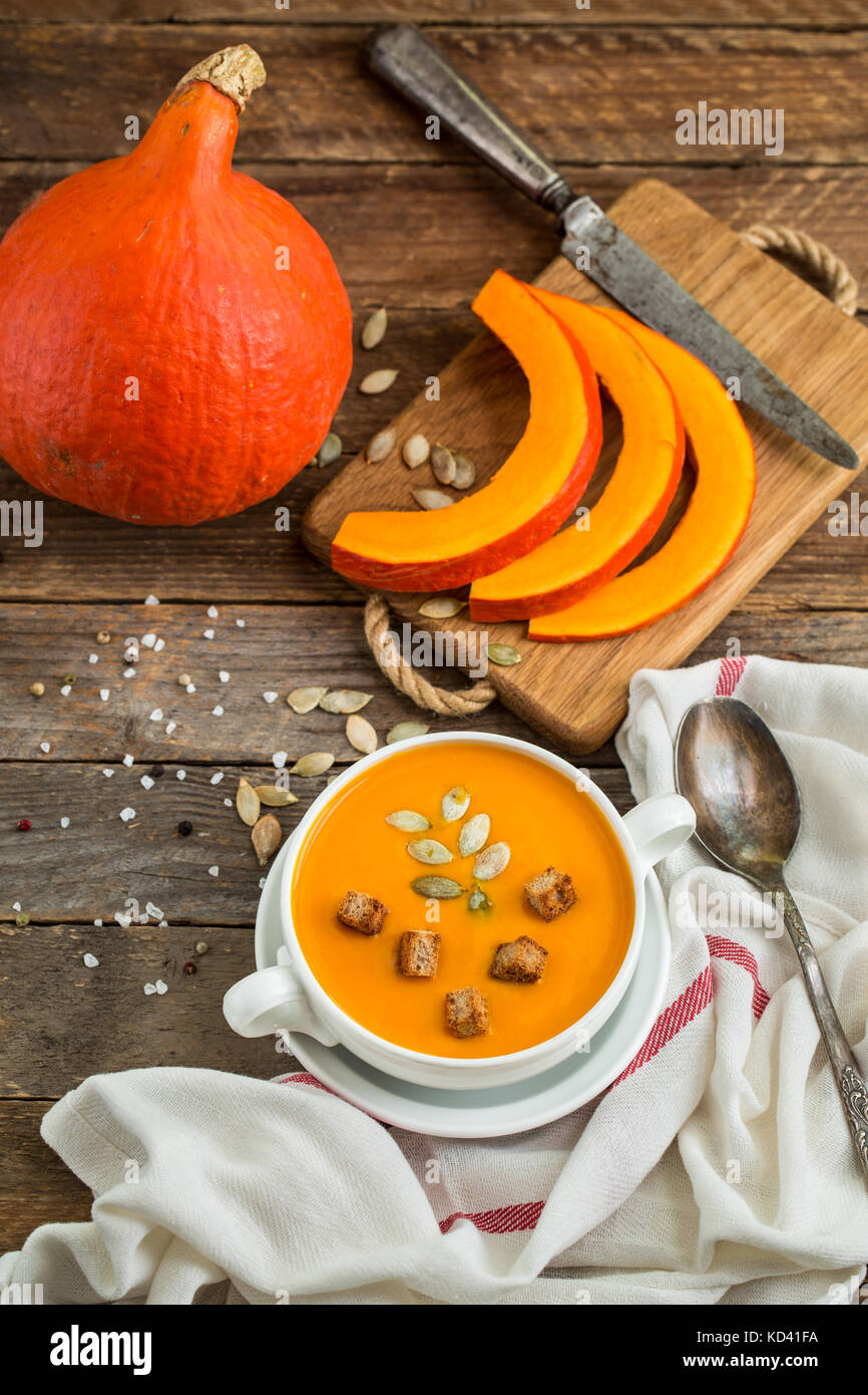 Pumpkin soup puree Stock Photo