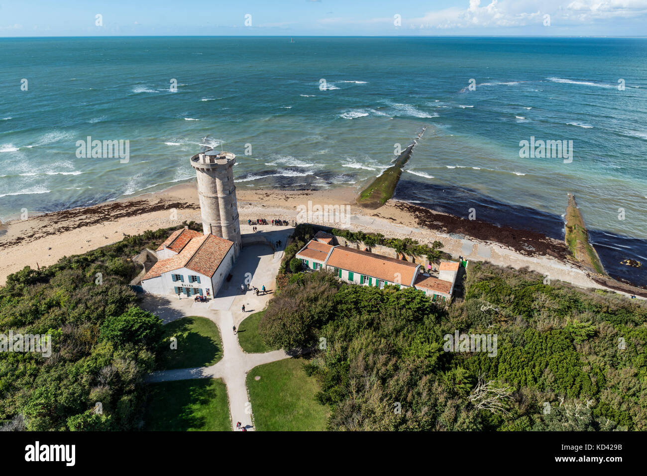 Phare des Baleines, lighthouse, Ile de Re, Nouvelle-Aquitaine, french westcoast, france, Stock Photo