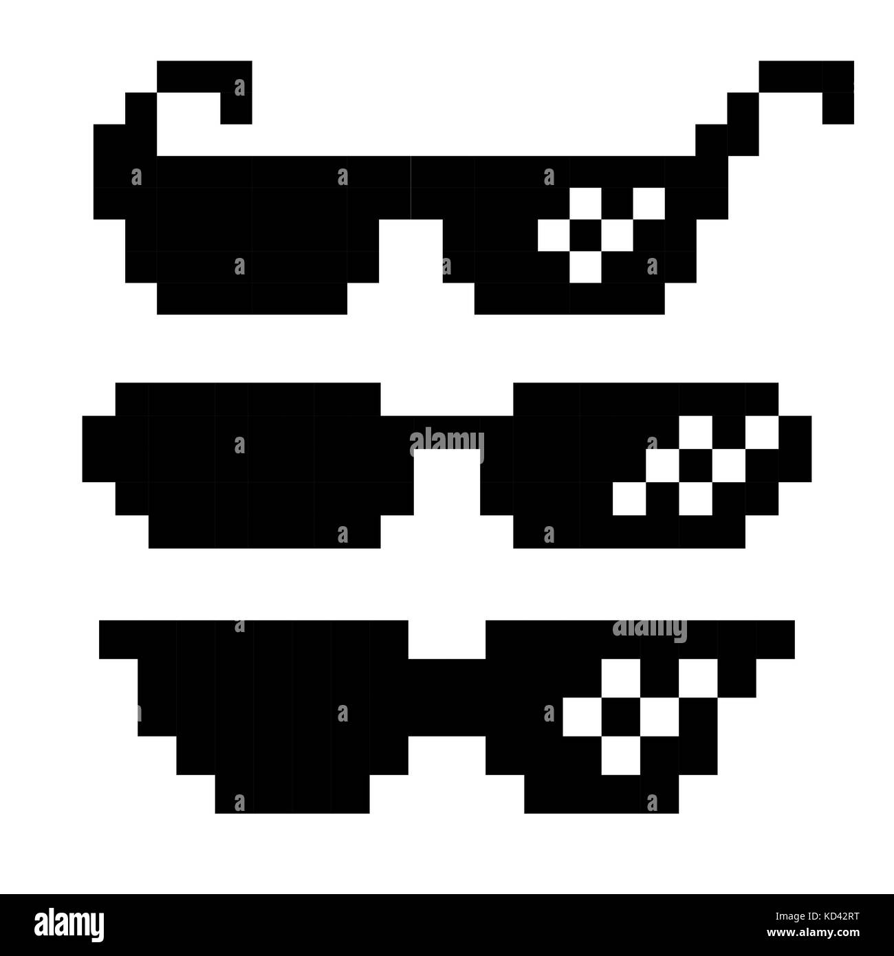 Black Pixel Glasses Vector. Thug Lifestyle. For Meme Photos And Pictures.  Deal With It. Isolated Illustration Stock Vector Image & Art - Alamy