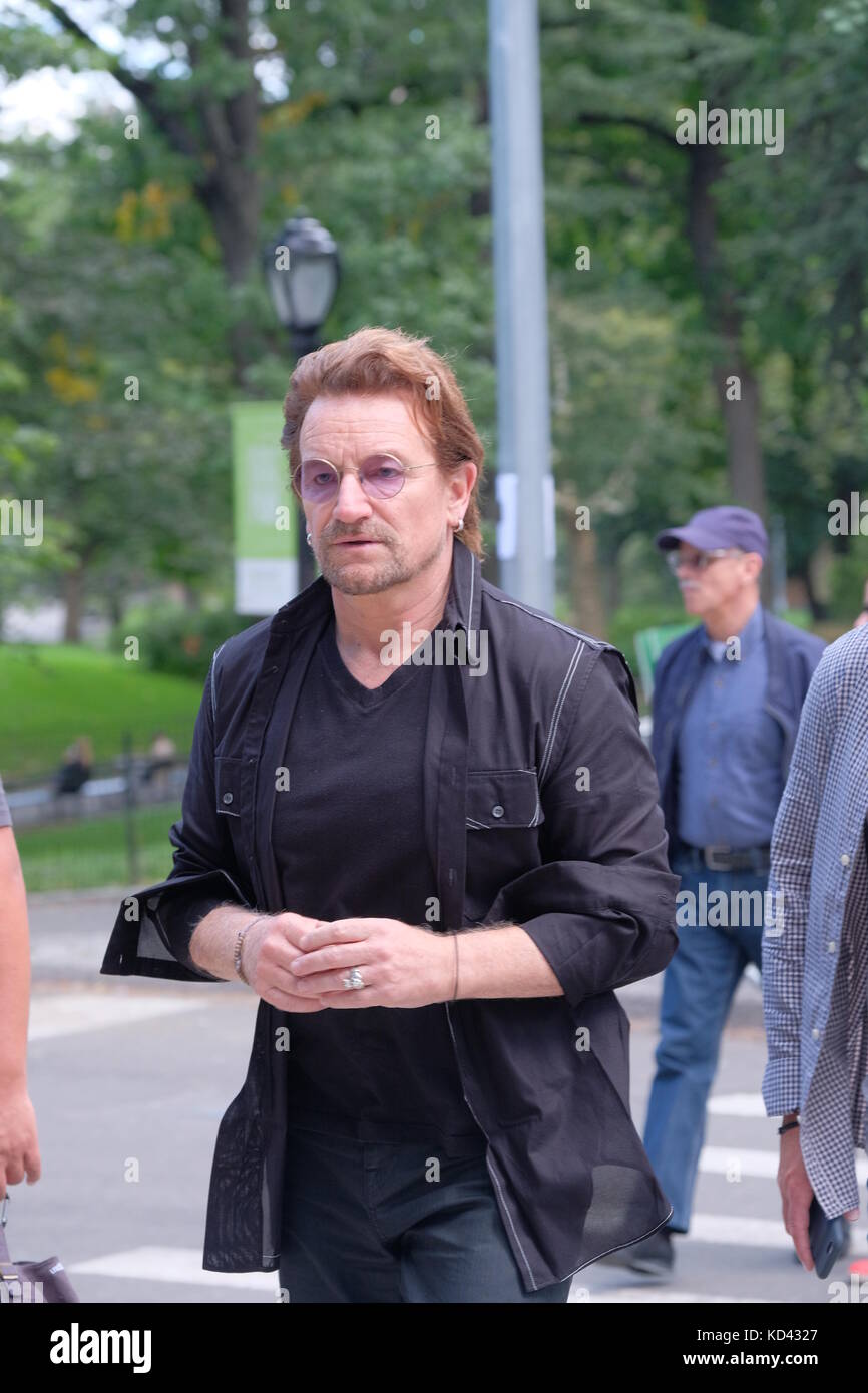 U2 singer Bono walking near Central Park Featuring: Bono