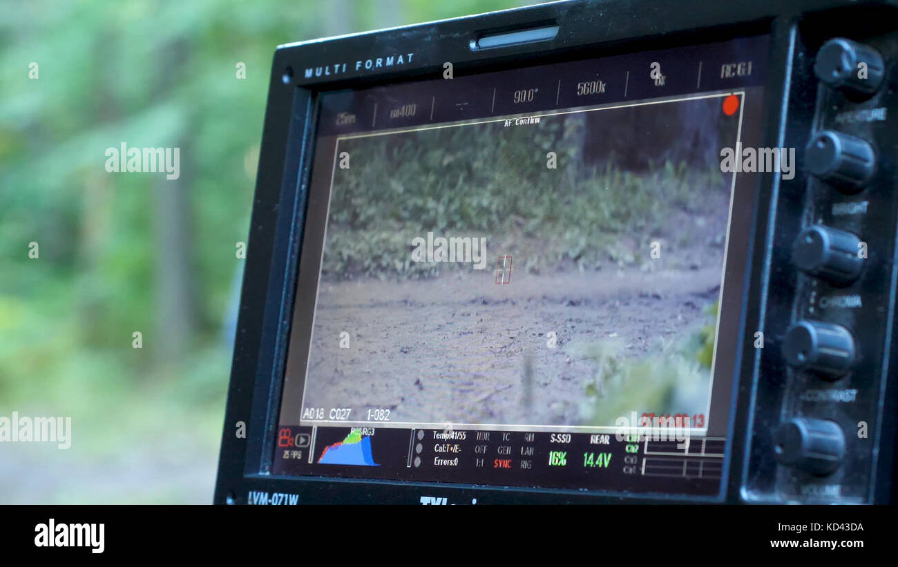 Close up monitor with Camera in panorama view shooting recording or