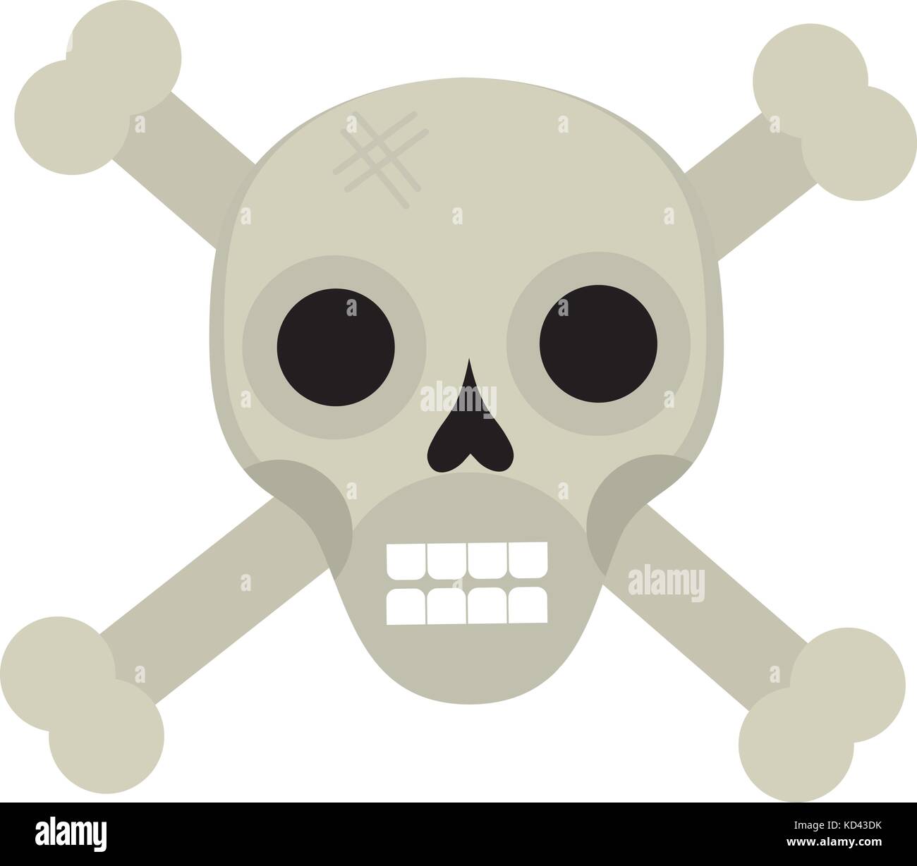 Bones and skull icon flat style. Isolated on white background. Vector illustration. Stock Vector