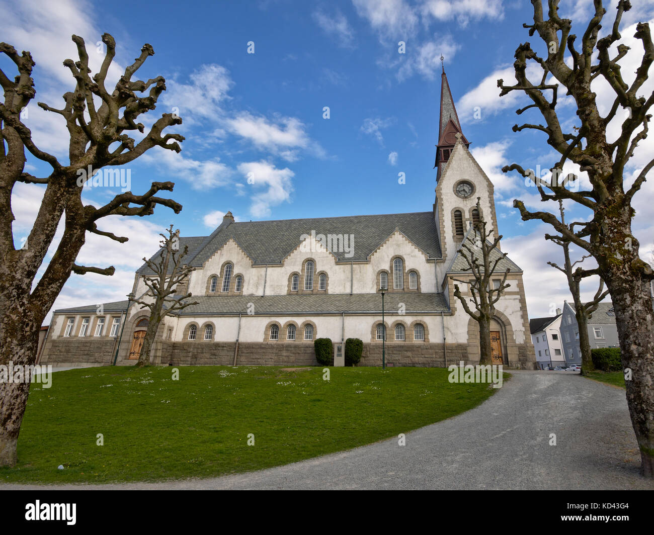 Side view of the Saint Johannes parish church, Stavanger on a sunny day. Stock Photo