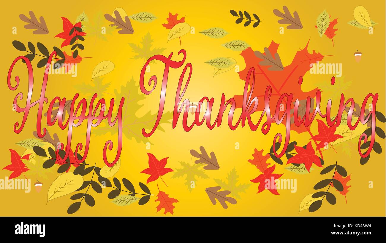 Thanksgiving greeting card with colours autumn leaves Stock Photo - Alamy