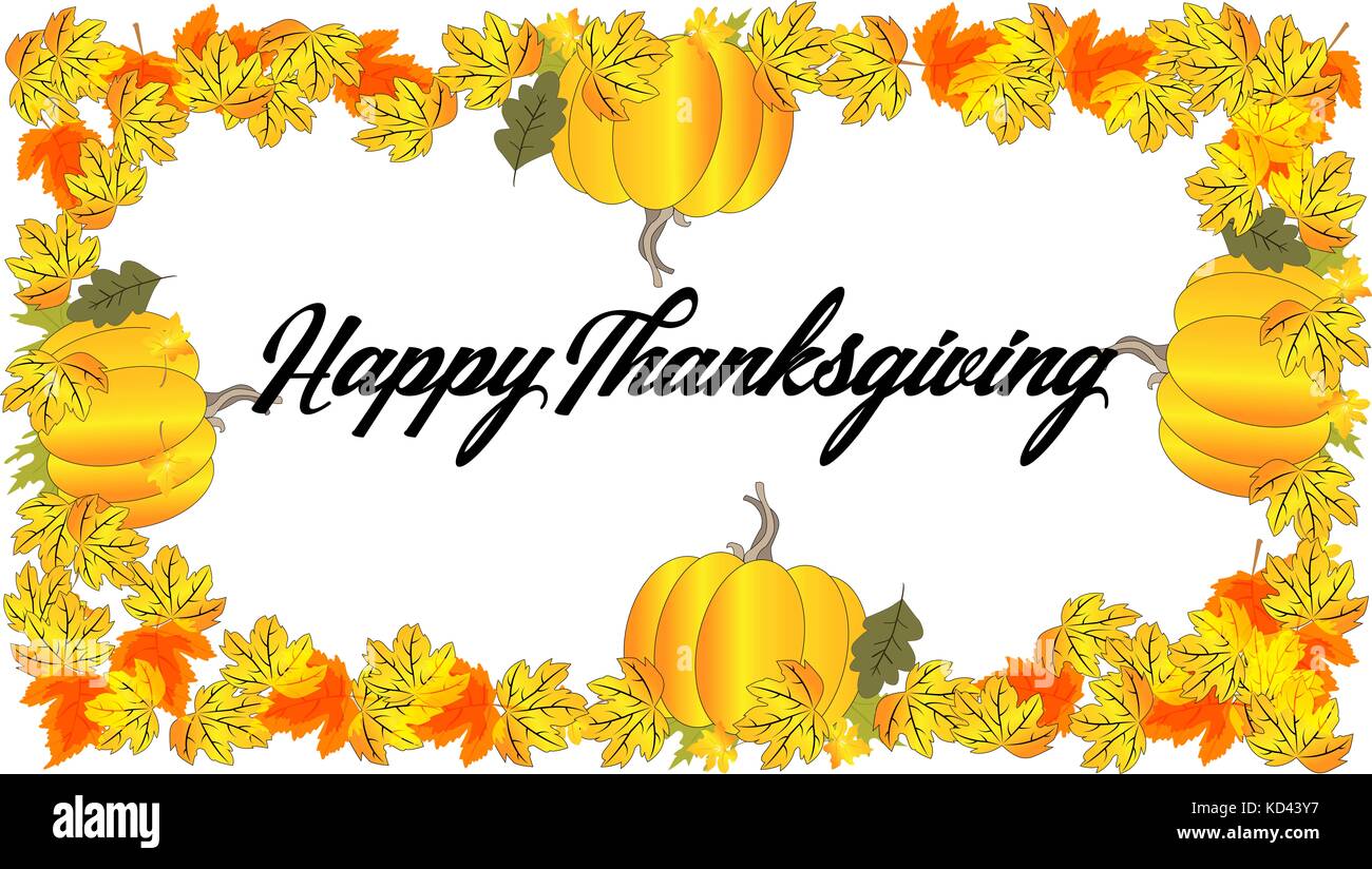Thanksgiving greeting card with colours autumn leaves Stock Photo - Alamy