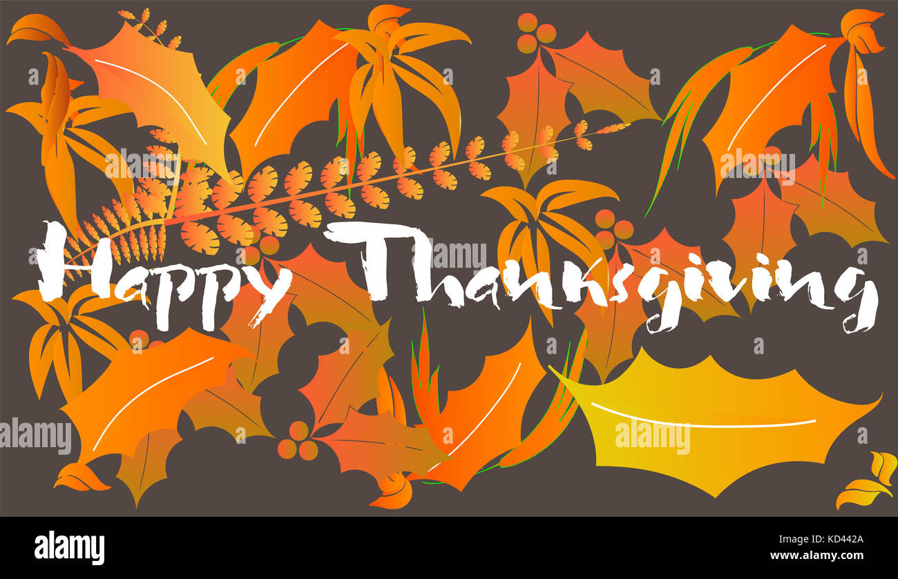 Thanksgiving greeting card with colours autumn leaves Stock Photo - Alamy