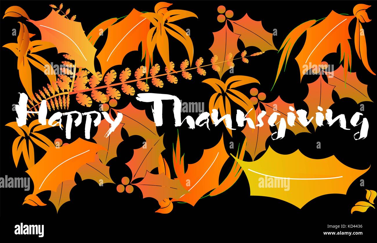 Thanksgiving greeting card with colours autumn leaves Stock Photo - Alamy