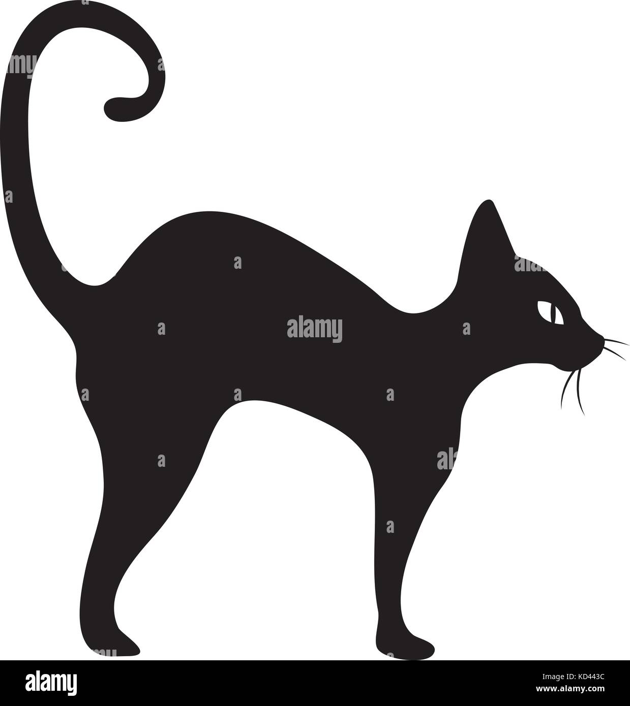 Black cat icon flat style. Isolated on white background. Vector illustration. Stock Vector