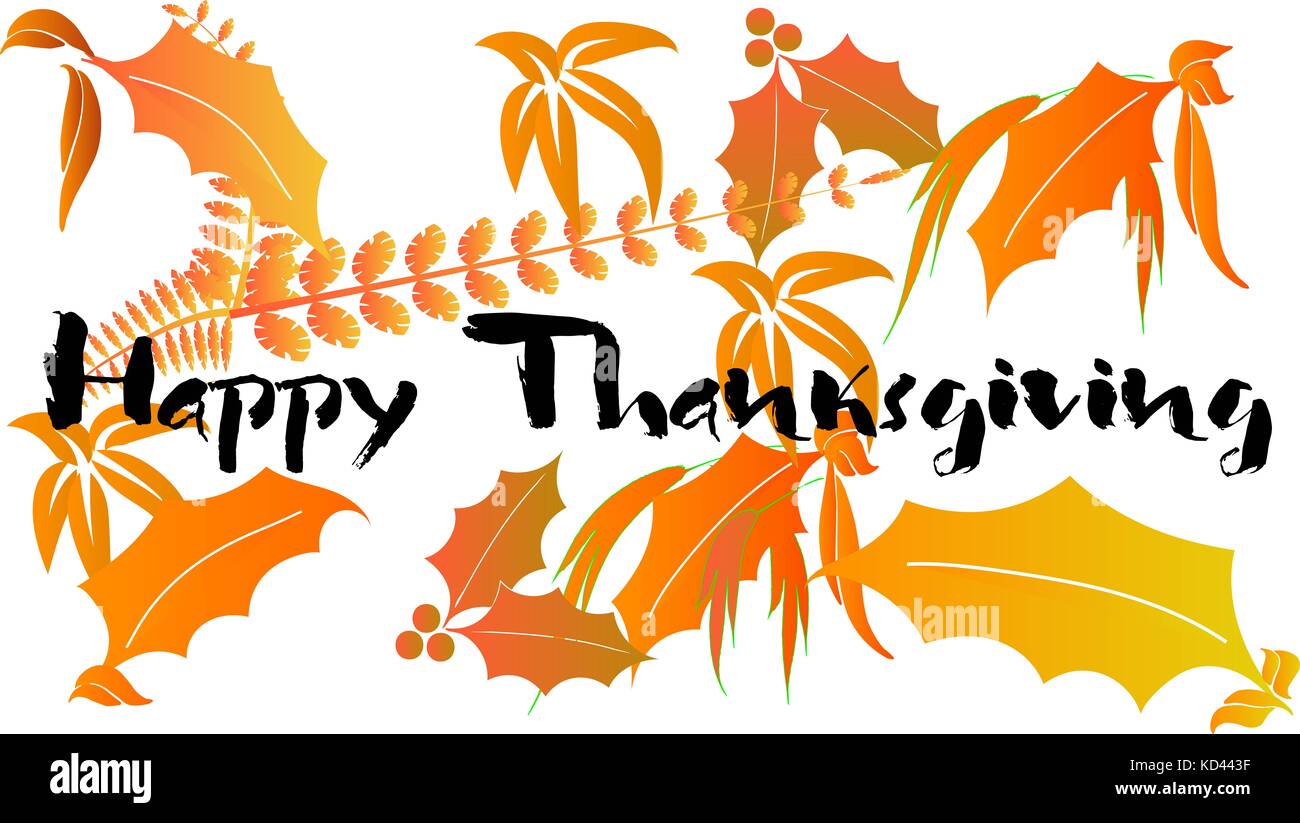 Thanksgiving greeting card with colours autumn leaves Stock Photo - Alamy