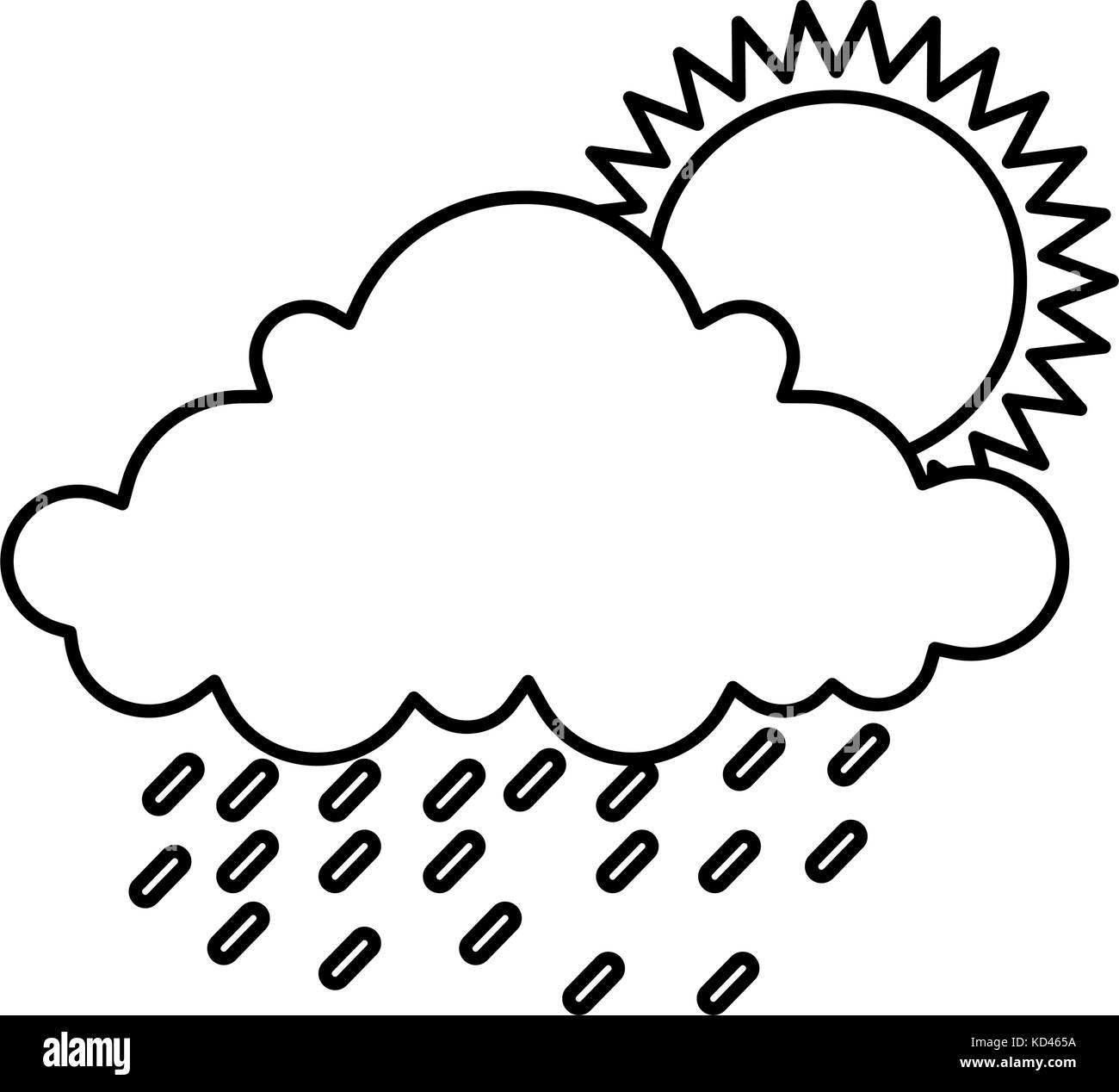 cloud weather with sun and rain vector illustration design Stock Vector ...