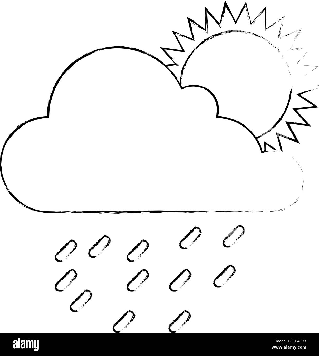 cloud weather with sun and rain vector illustration design Stock Vector ...