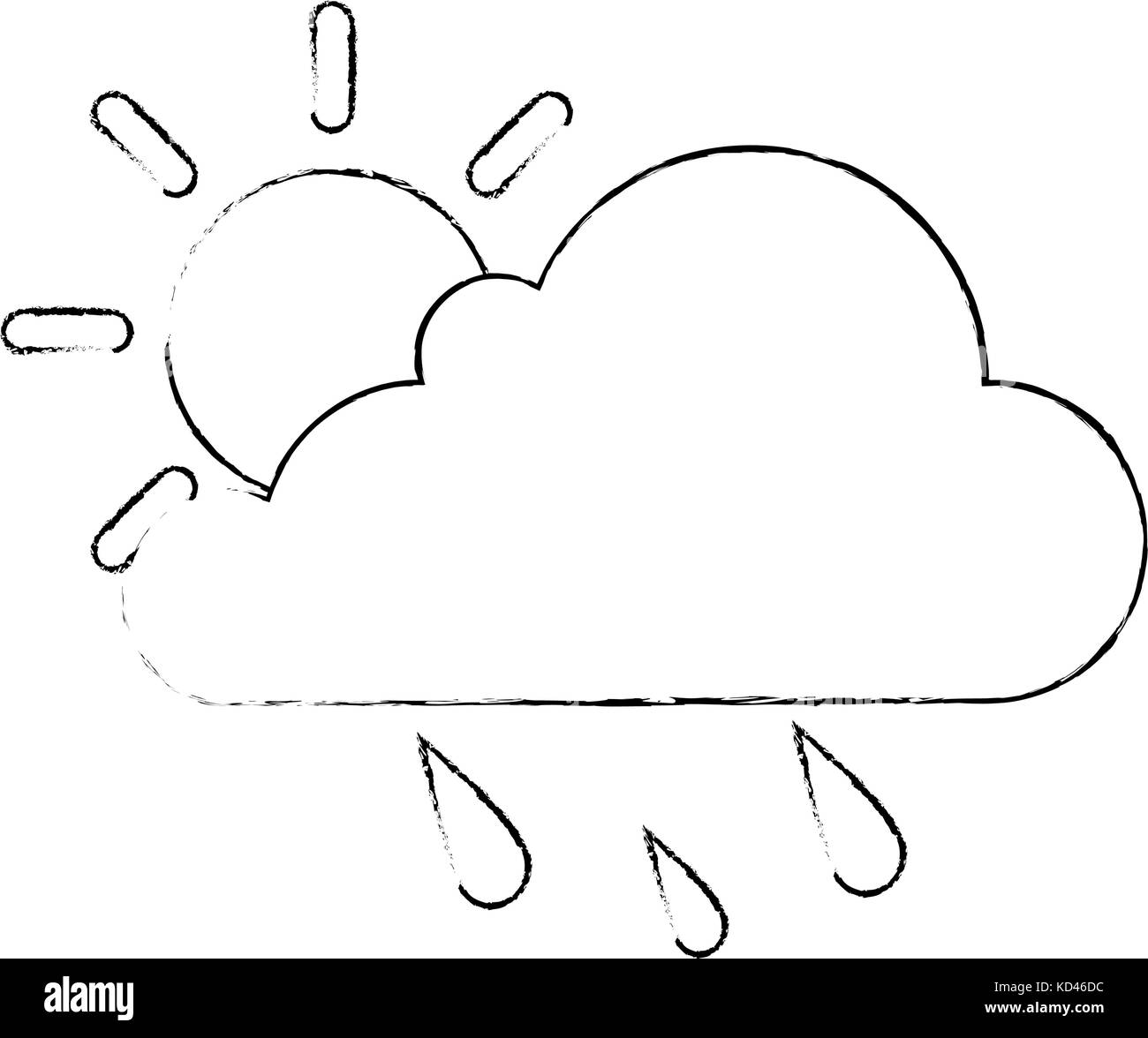 cloud weather with sun and rain vector illustration design Stock Vector ...