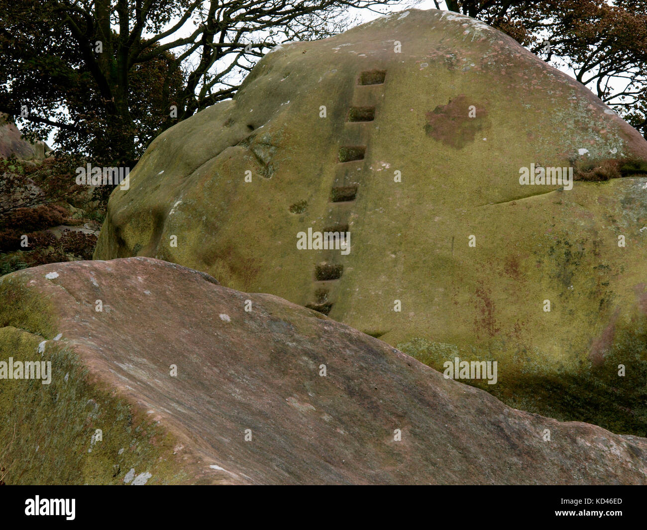 Steps cut into rock, The Roaches, The Peak District, Staffordshire, UK