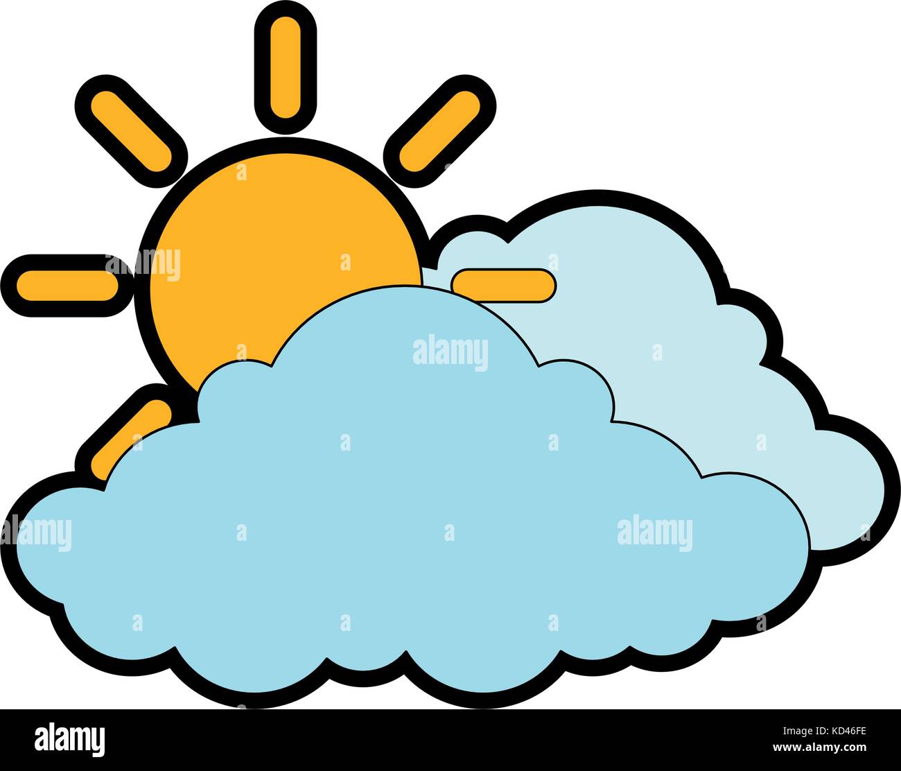 cloud weather with sun vector illustration design Stock Vector Image ...