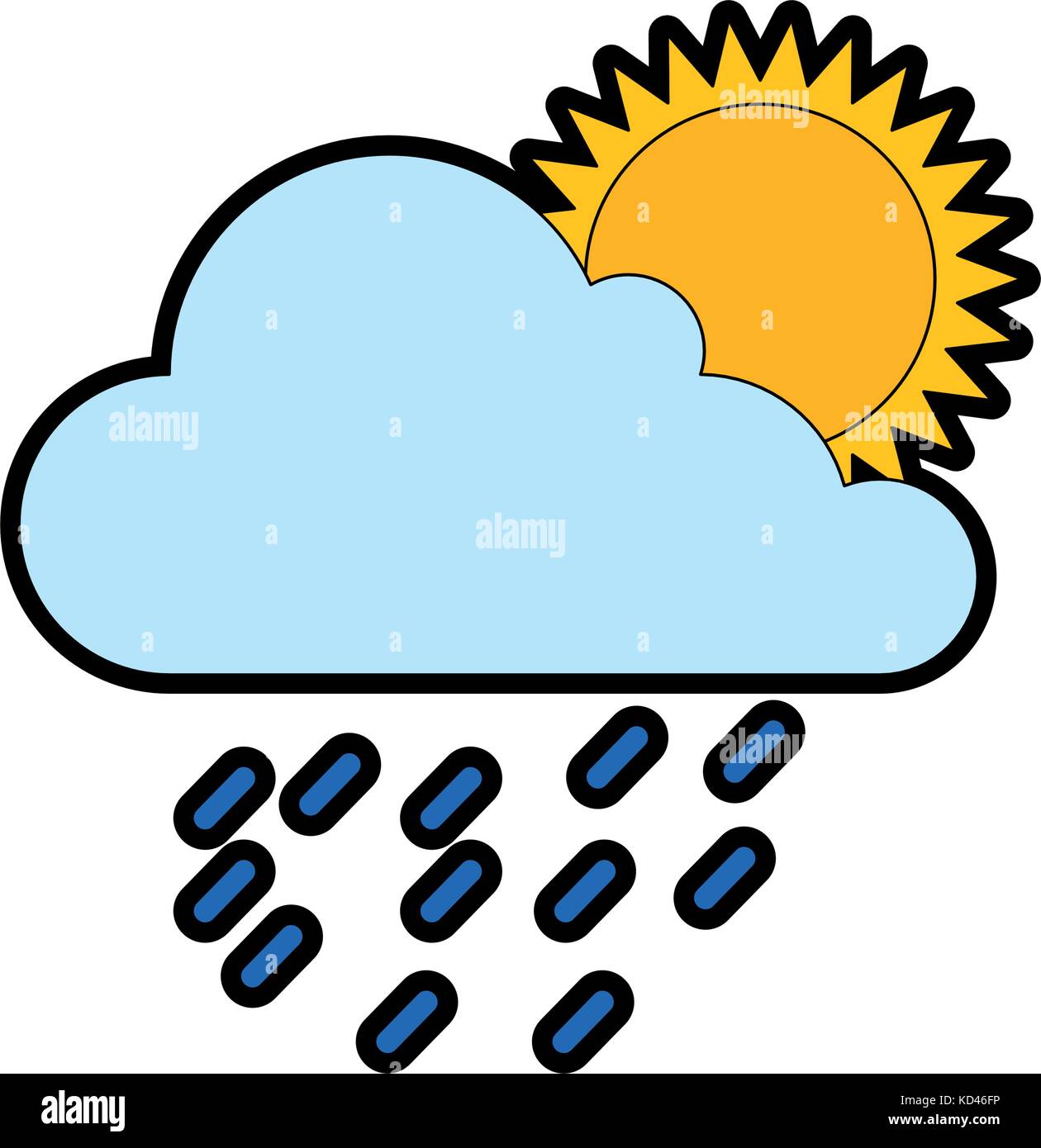 cloud weather with sun and rain vector illustration design Stock Vector ...