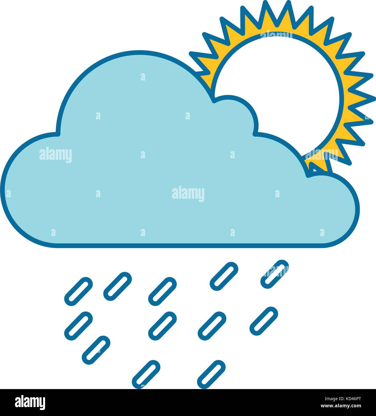 cloud weather with sun and rain vector illustration design Stock Vector ...
