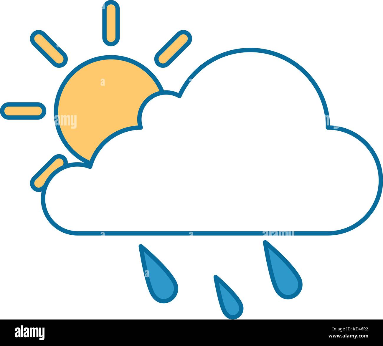 cloud weather with sun and rain vector illustration design Stock Vector ...