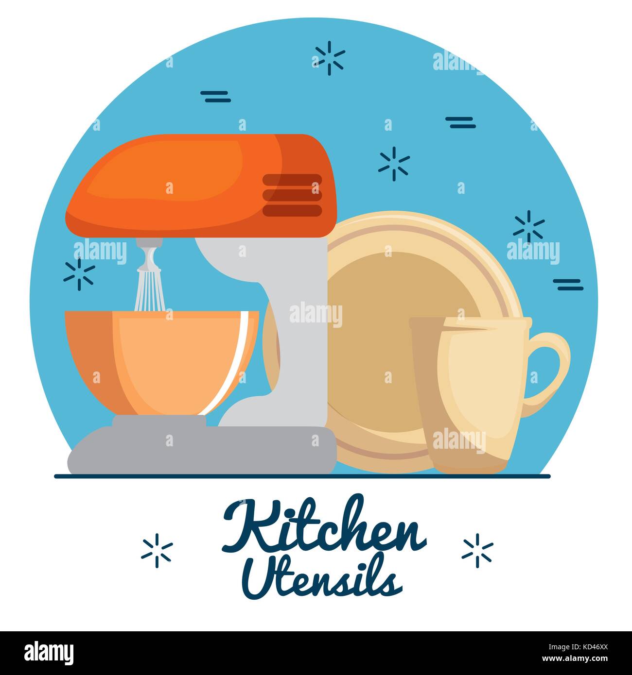 colorful kitchen utensils vector illustration graphic design Stock