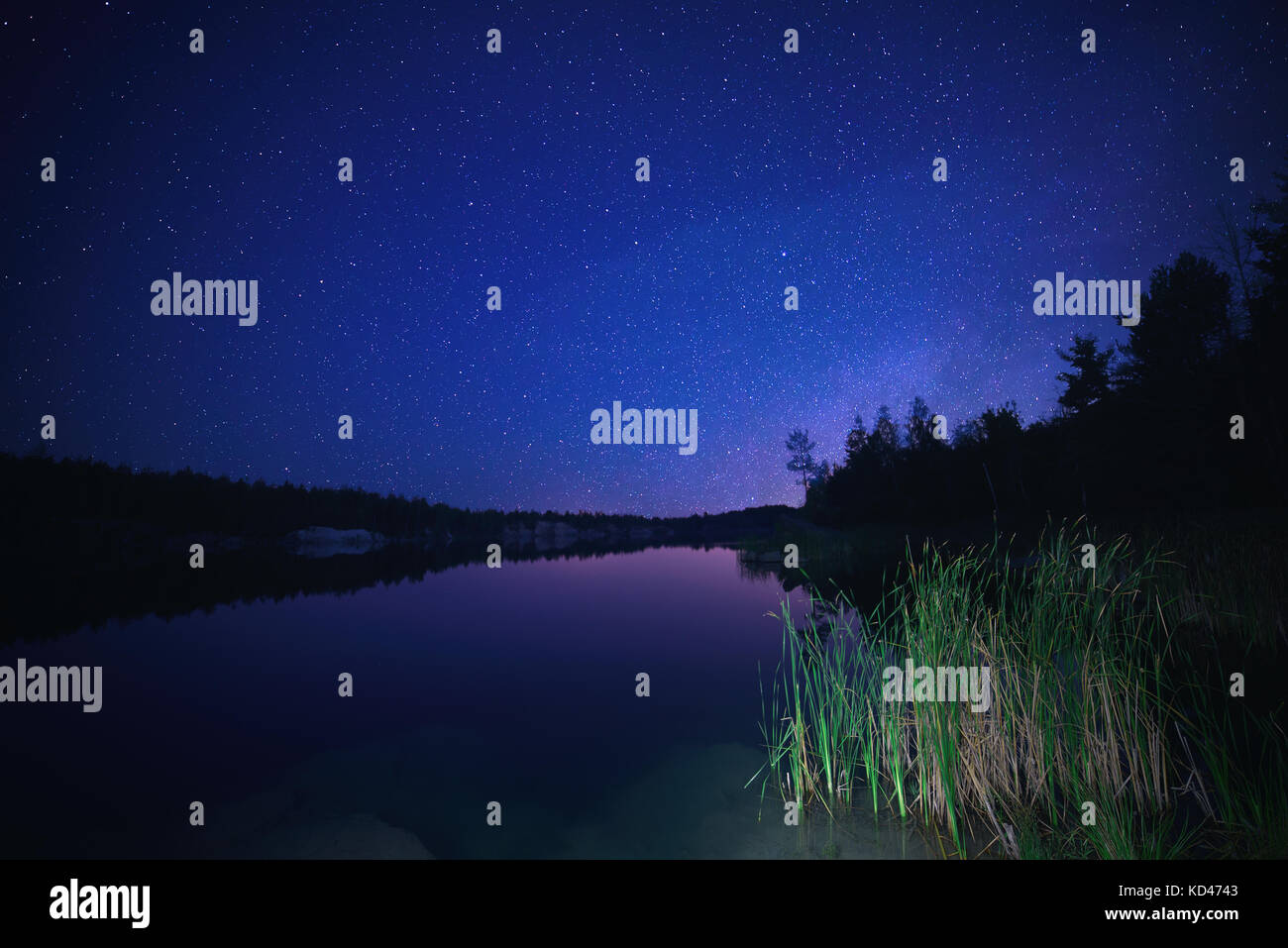 Lake at night Stock Photo - Alamy