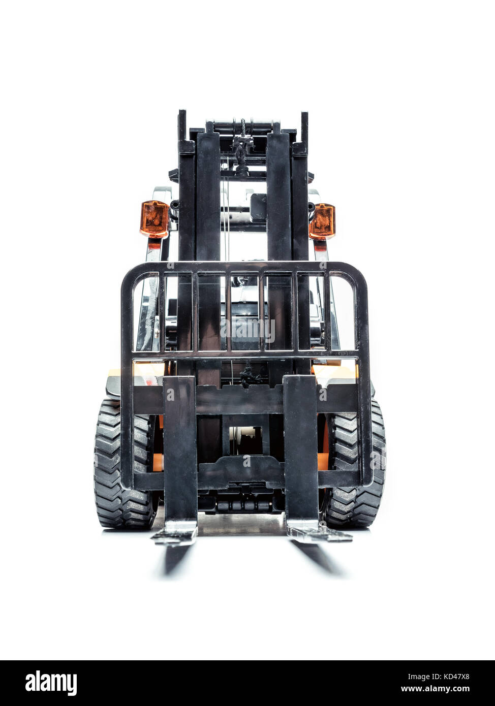 Forklift truck shot on white background Stock Photo - Alamy