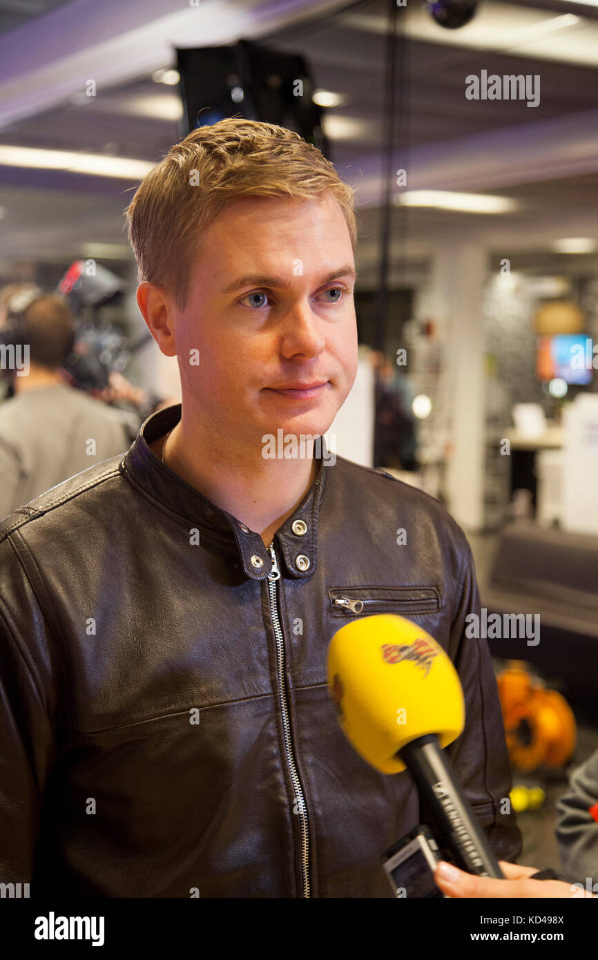 The Swedish election year 2018 began with a party leadership debate,Minister of Education and Partyleader for the Green party Gustav Fridolin Stock Photo