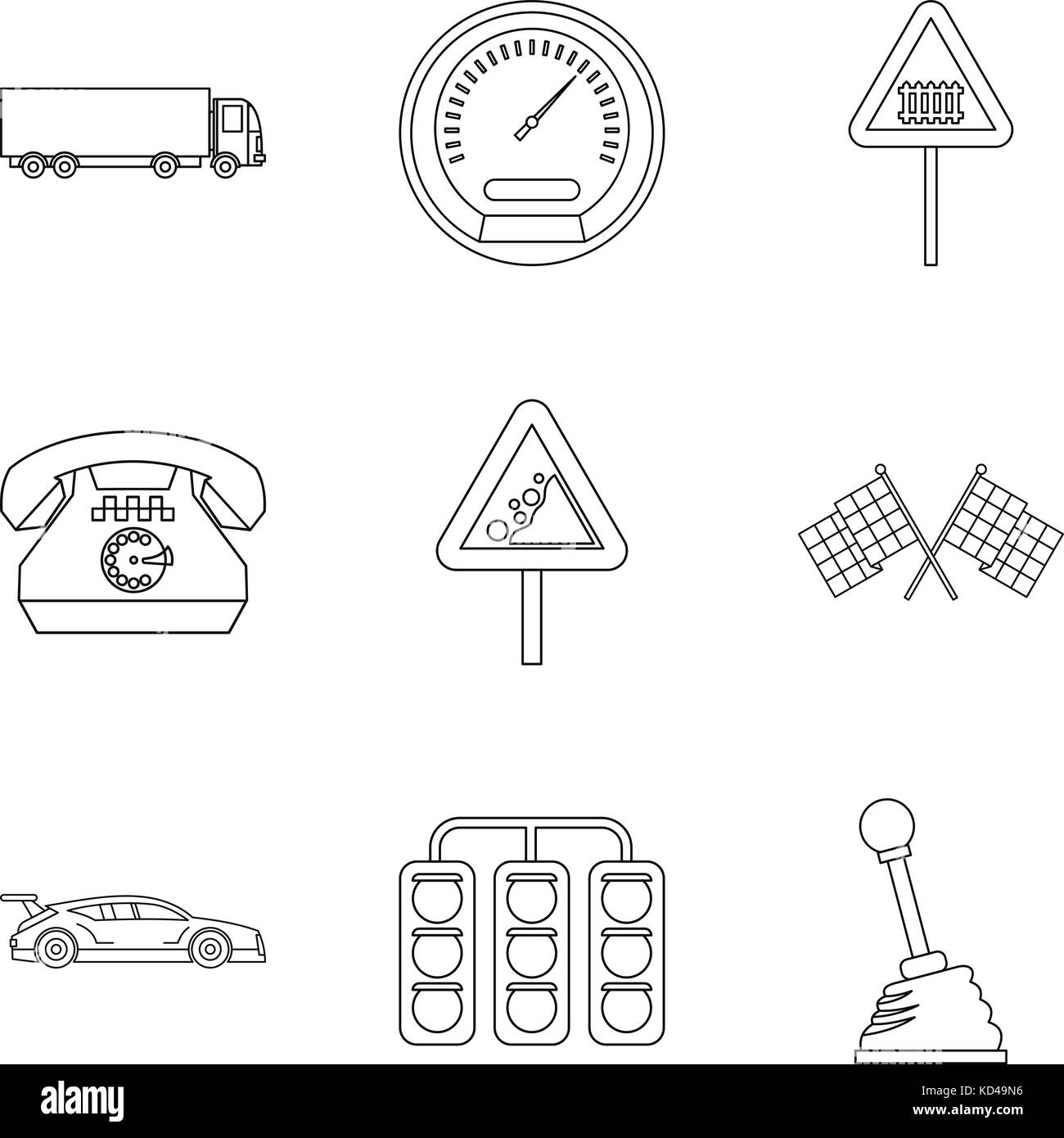 Rally icons set, outline style Stock Vector Image & Art - Alamy