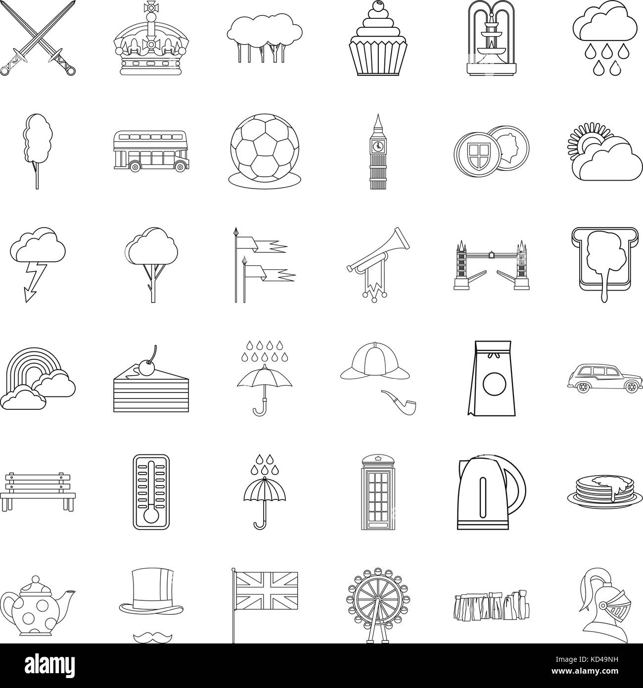 Stonehenge icons set, outline style Stock Vector