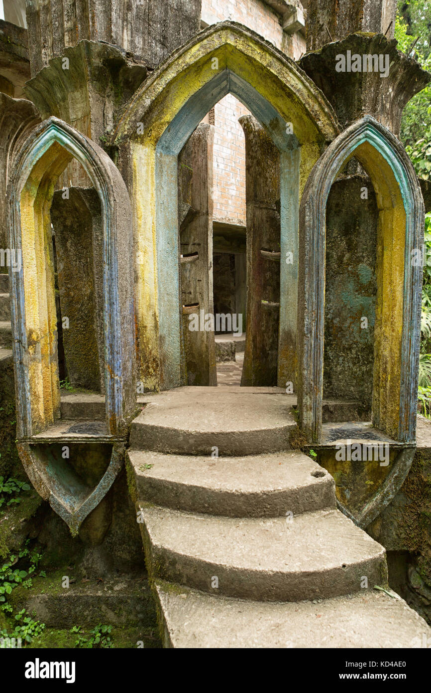 May 18, 2014 Xilitla, Mexico: Las Pozas also known as Edward James Gardens as well, with concrete structures blending in to vegetation in the most Nor Stock Photo