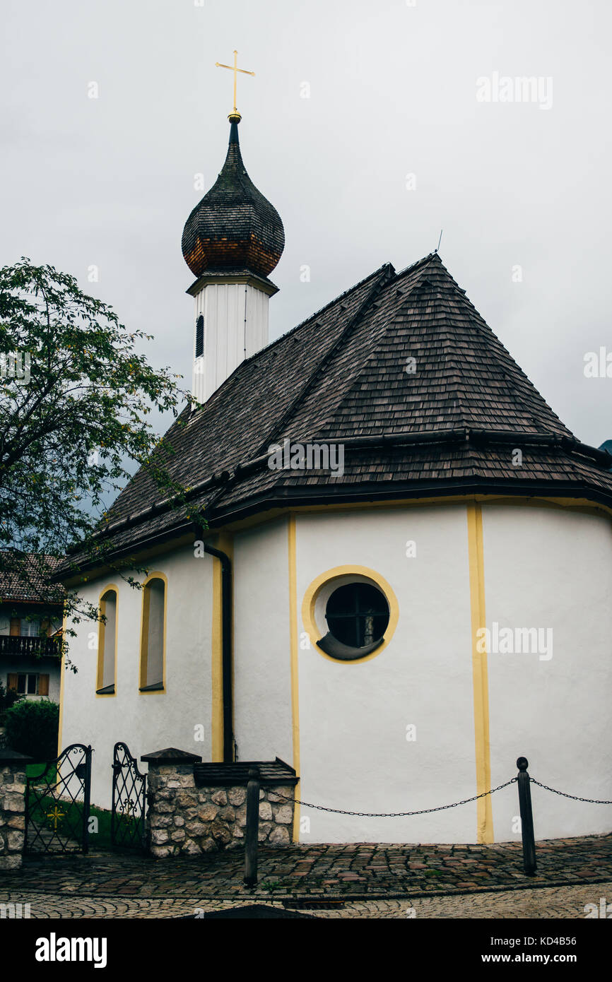 Chapel church in the village Grainau in sotuthern Germany in the Alps. Stock Photo