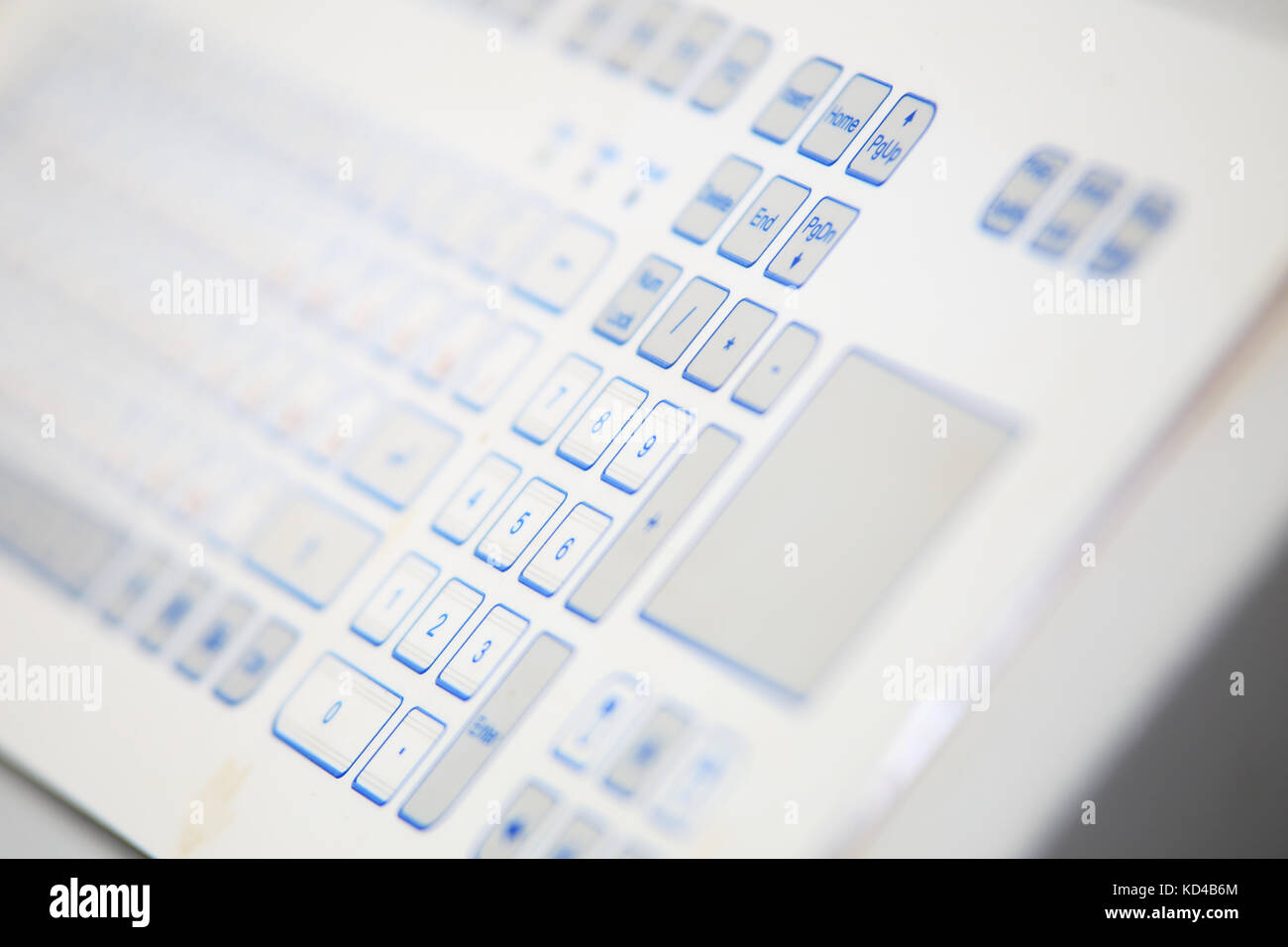 White industrial keypad closeup. Keypad for servers programming. Stock Photo