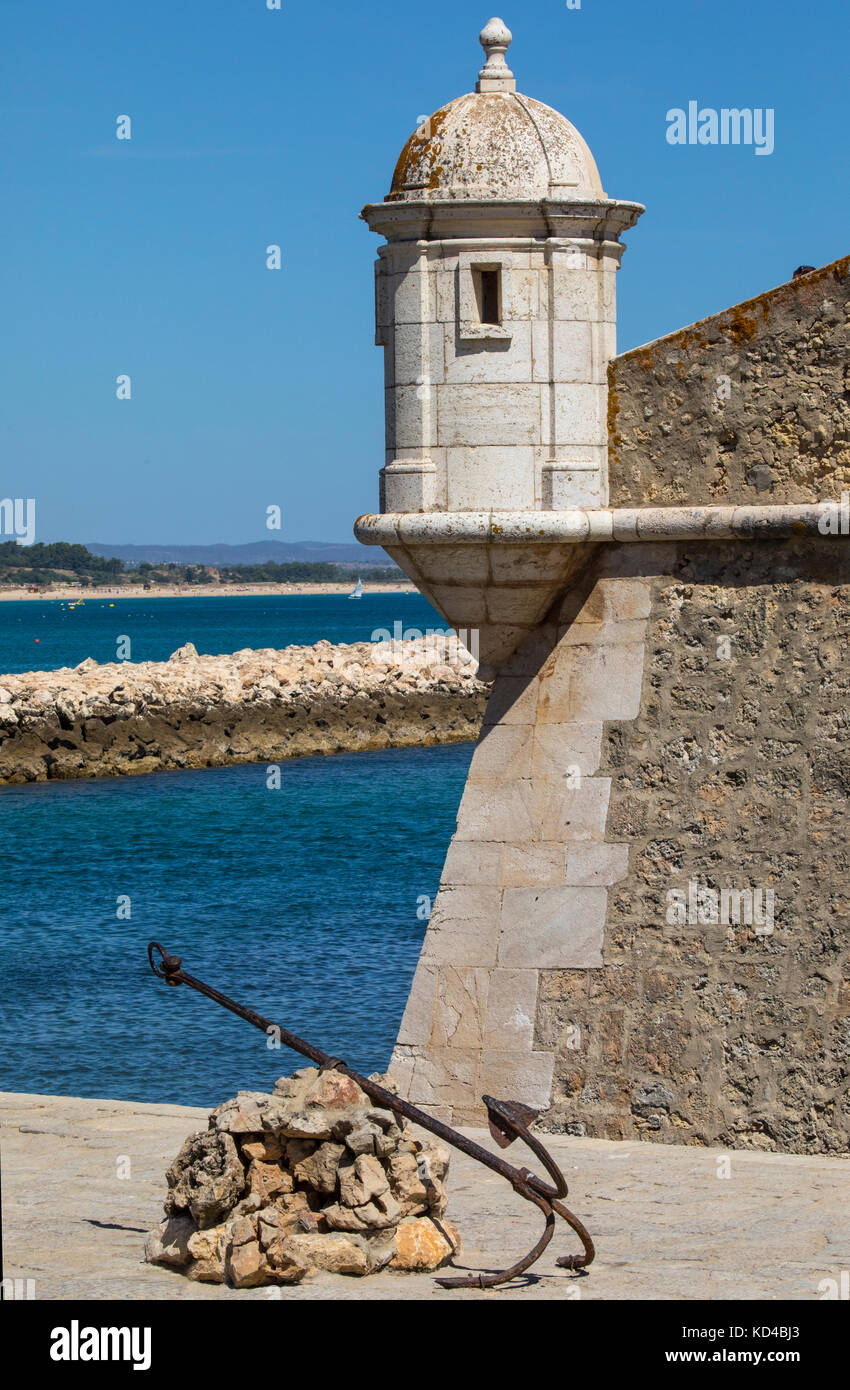 A view of Forte da Ponta da Bandeira on the Algarve coast in Lagos,  Portugal. Meia Praia can be seen in the background Stock Photo - Alamy