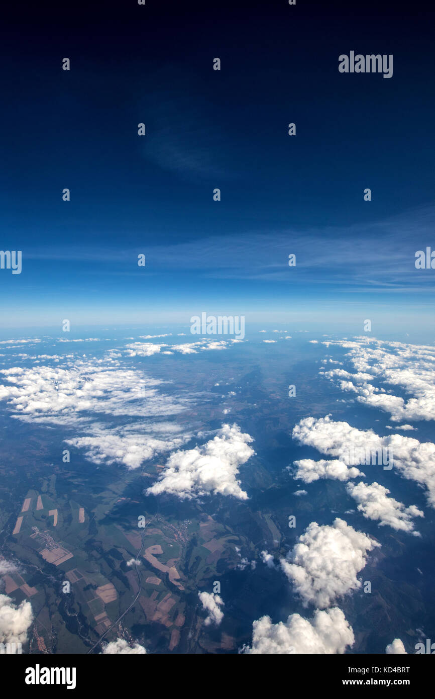 High altitude view between sky and space , in to the dark. Sky view