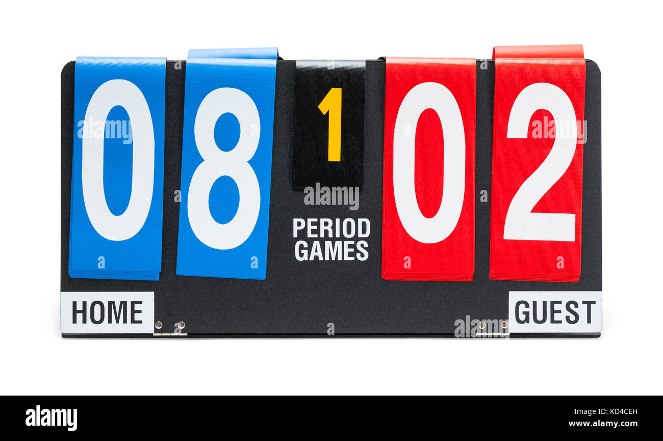 Small Sports Score Board Isolated on a White Background. Stock Photo