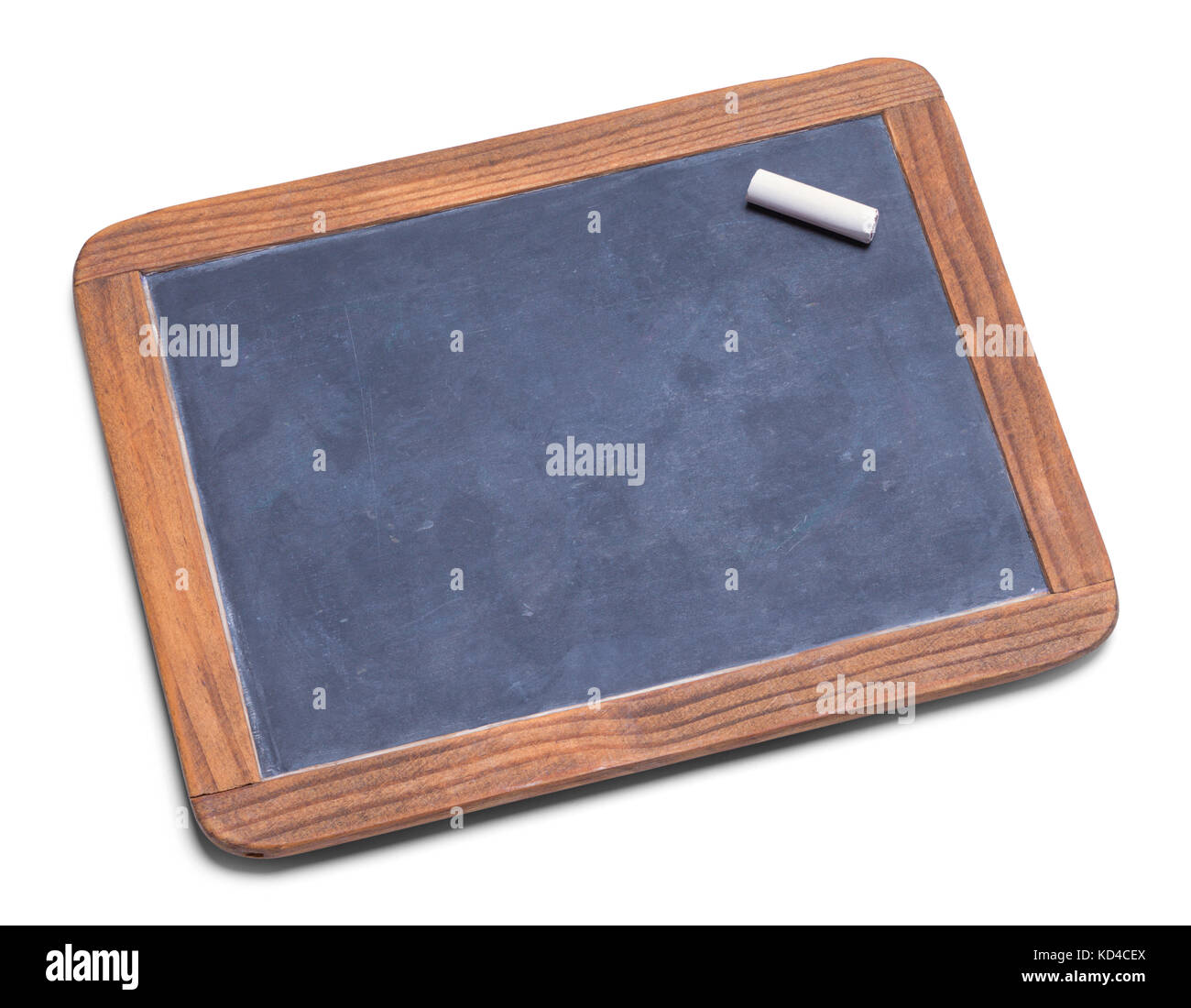 School Slate Chalk Board With Chalk  Isolated on a White Background. Stock Photo