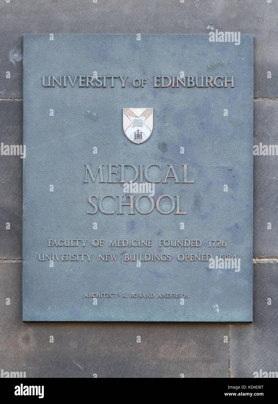 Edinburgh Medical School sign, Edinburgh, Scotland, UK Stock Photo