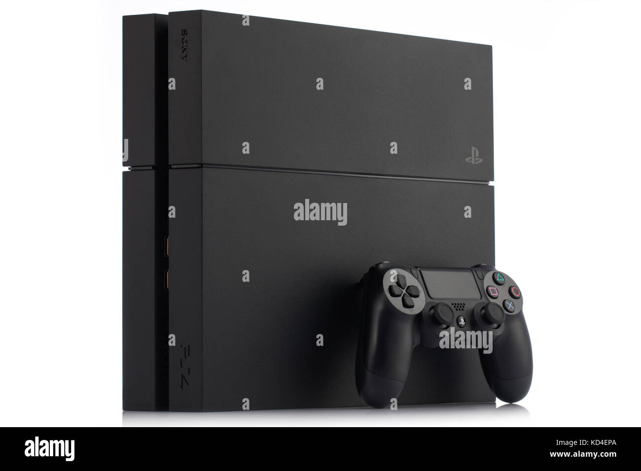 VARNA, Bulgaria - 18 November, 2016: Sony PlayStation 4 game console is a home video game console developed by Sony Interactive Entertainment. Stock Photo