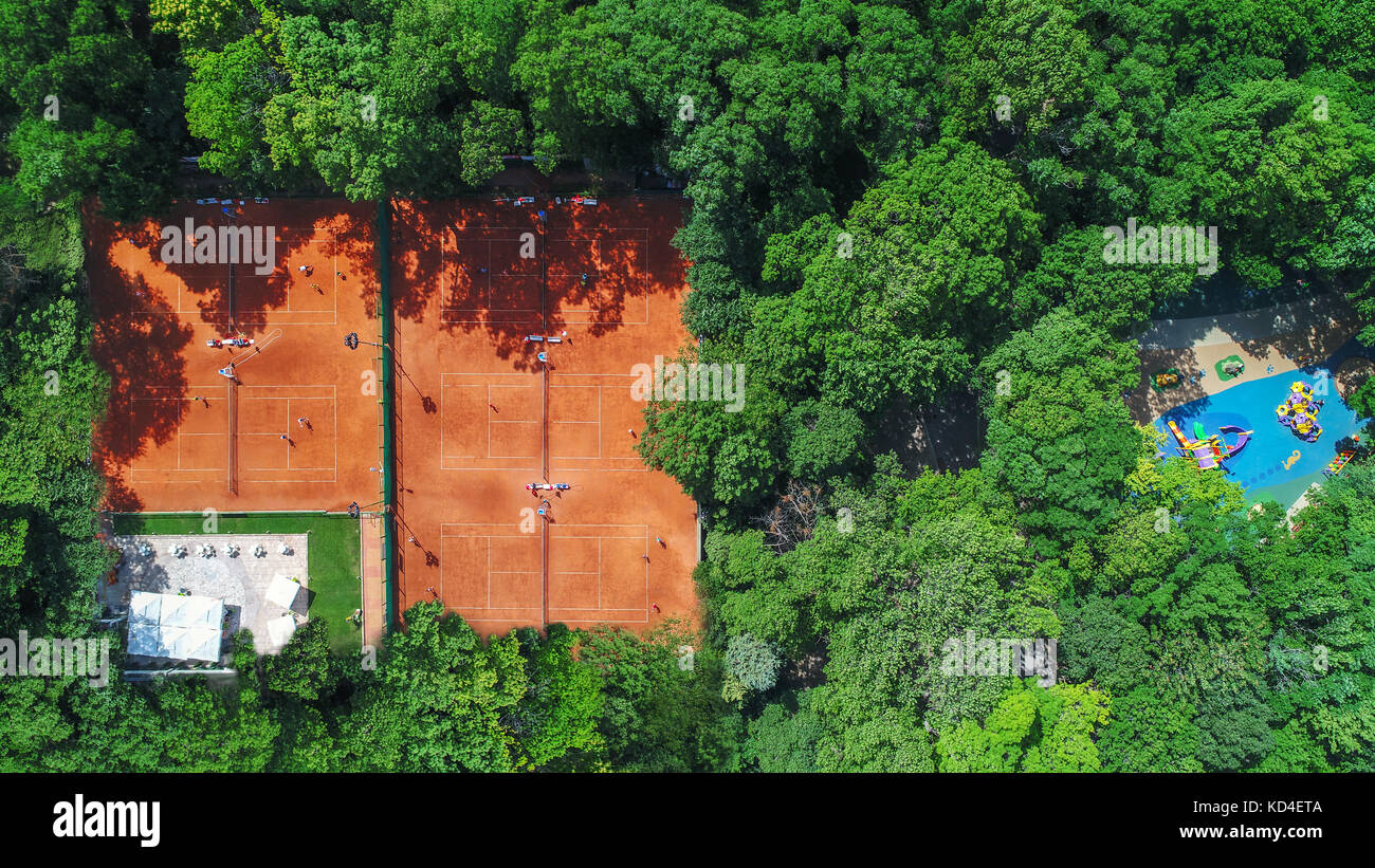 Aerial view of beautiful green park and outdoor playground Stock Photo ...