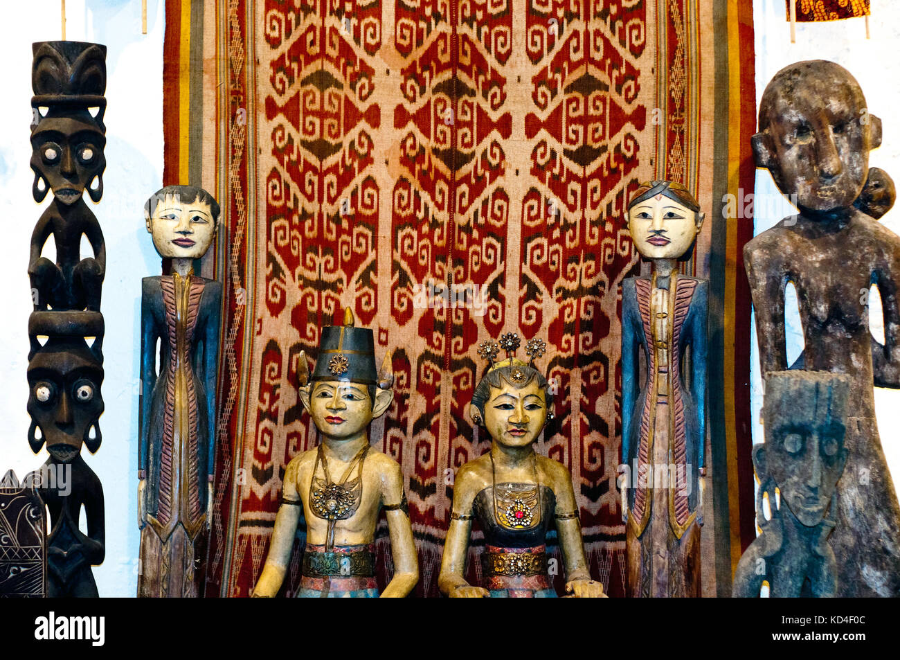 Traditional art on sale, antique shop, Main Bazaar, Kuching, Sarawak